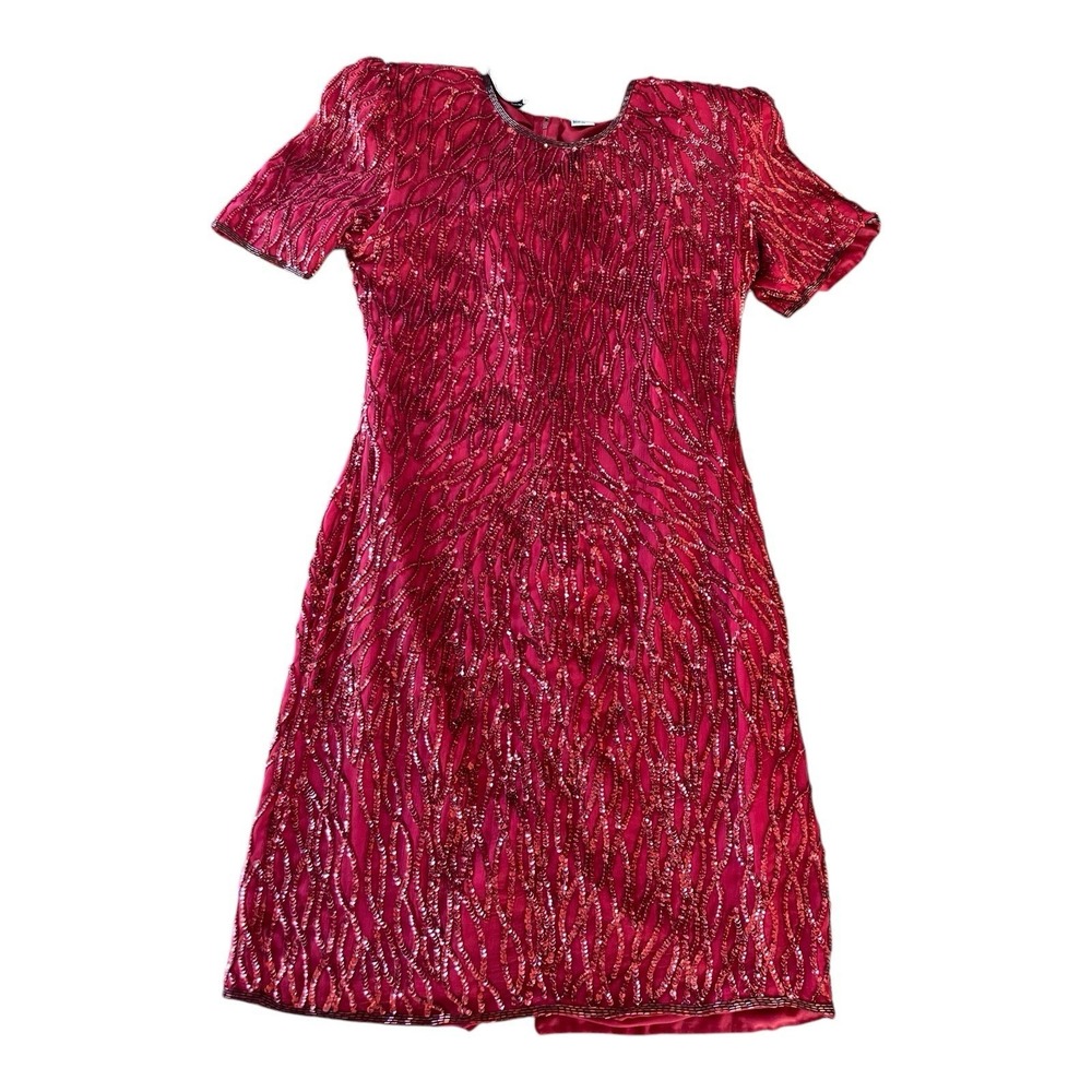 Laurence Kazar Red and Gold Midi Dress